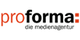 Logo mit Text: "proforma: die medienagentur", rot und schwarz auf weißem Hintergrund.