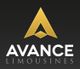 Goldenes Logo von "AVANCE LIMOUSINES" auf schwarzem Hintergrund.