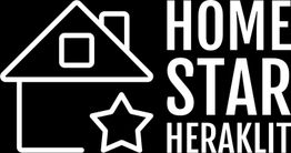 Haus- und Sternsymbol mit Text "HOME STAR HERAKLIT" in weiß auf schwarzem Hintergrund.
