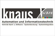 Logo von Knaus Xware, Automation und Informationstechnik, mit Slogan darunter.