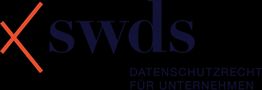 Schwarzes Logo mit orange-rotem "X", Text "swds DATENSCHUTZRECHT FÜR UNTERNEHMEN".