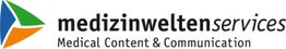 Logo von "medizinwelten services" mit dem Schriftzug "Medical Content & Communication".