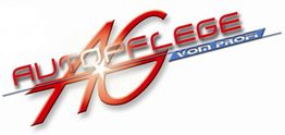 Logo mit rotem Schriftzug "Autopflege AG" und blauem Banner "Von Profi".