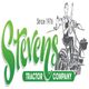 "Stevens Tractor Company logo featuring a farmer on a tractor, established in 1976."