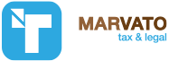 Logo van Marvato met een blauw vierkant en witte "T", daarnaast de tekst "MARVATO tax & legal".