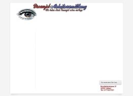 Ein Auge oben links, Text "Dreamjob Arbeitsvermittlung", Adresse und Telefonnummer unten rechts.