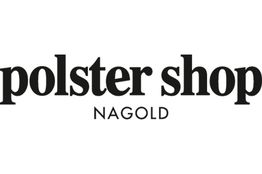 Logo mit schwarzem Text: "polster shop NAGOLD" auf weißem Hintergrund.