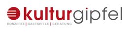 Logo: Roter Kreis mit Linien, Text "kulturgipfel", darunter "Konzerte | Gastspiele | Beratung".