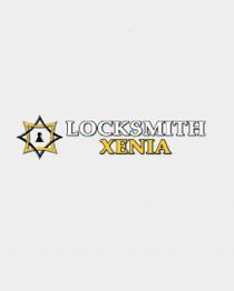 "Locksmith Xenia logo with a star and keyhole design on a white background."