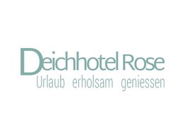 Logo des Deichhotels Rose mit Slogan "Urlaub erholsam genießen".