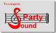 Logo der "Tanzkapelle Party Sound" mit Notenschlüssel-Design auf grauem Hintergrund.