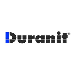 "Duranit-Logo mit blauem und schwarzem Schriftzug auf weißem Hintergrund."