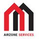 Logo of Airzone Services with red and black geometric shapes resembling rooftops.