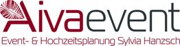 Logo von Aiva Event mit rotem Blattmotiv und Text: "Event- & Hochzeitsplanung Sylvia Hanzsch".