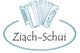 Logo mit Akkordeon-Skizze und Schriftzug „Ziach-Schui“ in ovalem Rahmen.