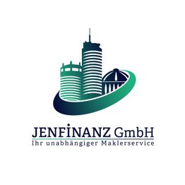 Logo von JENFINANZ GmbH mit Gebäuden und Schriftzug "Ihr unabhängiger Maklerservice".