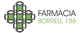 Logo de Farmàcia Borrell 186 con un diseño de cruz verde y negro.