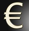 Goldenes Euro-Zeichen auf schwarzem Hintergrund.
