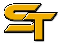 Gelbes "ST" Logo mit schwarzen Rändern und Schatten auf weißem Hintergrund.