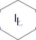 Hexagone avec "LL" au centre, fond blanc, contour et texte noirs.