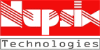 Logo mit rotem Schriftzug "Lupsix" oben und "Technologies" in Schwarz auf grauem Hintergrund unten.