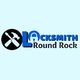 Logo for Locksmith Round Rock with hammer and screwdriver icons on a light blue background.