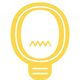 Yellow light bulb icon with a zigzag line inside, symbolizing an idea or inspiration.