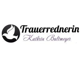 Logo mit einer Taube und der Aufschrift "Trauerrednerin Kathrin Bultmeyer".