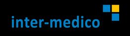 Logo von "inter-medico" in blauer Schrift auf schwarzem Hintergrund mit gelb-blauen Quadraten.