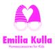 Zwei pinke Gnome mit Herz über "Emilia Kulla, Homeaccessoires for Kids" in Pink.