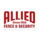 Text logo: "Allied Fence & Security, Since 1950" in red capital letters on a white background.