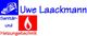 "Logo von Uwe Laackmann mit Wasserhahn, Flamme und Text 'Sanitär- und Heizungstechnik'."