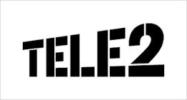 Logo van Tele2 in zwarte letters op een witte achtergrond.