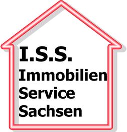 Logo: Roter Hausumriss mit der Aufschrift "I.S.S. Immobilien Service Sachsen" in Schwarz.