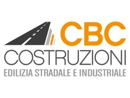 Logo CBC Costruzioni con strada stilizzata, testo in grigio e arancione.