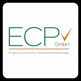 Logo der ECP GmbH mit den Slogans "Ehrgenia, Consulting, Personaldienstleistungen".