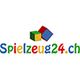 Logo von Spielzeug24.ch mit bunten Bauklötzen.
