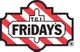 Logotipo do T.G.I. Friday's com listras vermelhas e brancas em fundo branco.