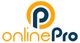 Logo: Schriftzug "onlinePro" in Orange und Blau, mit einem stilisierten "P" in einem Kreis.