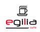 Logo di "Egilia Caffè" con design moderno di una tazza sopra il testo.