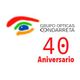 Logotipo de Grupo Ópticas Ondarreta con texto: "40 Aniversario" en rojo.