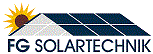 Logo mit Solarpanel und Sonne darüber. Text: "FG SOLARTECHNIK".