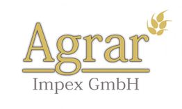 Logo der Agrar Impex GmbH in Gold und Grau mit Getreidesymbol oben rechts.