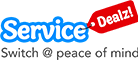 Logo with "Service Dealz!" text and slogan "Switch @ peace of mind".