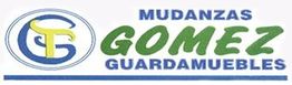 Logotipo de "Mudanzas Gómez Guardamuebles" con letras verdes y azules.