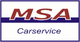 Logo mit der Aufschrift "MSA Carservice" in roten und blauen Buchstaben auf weißem Hintergrund.