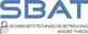 Logo mit Text "SBAT" und "Sicherheitstechnische Betreuung André Thiede", daneben ein Schloss.