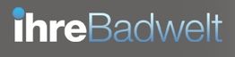 Logo mit Text "ihreBadwelt" auf grauem Hintergrund.