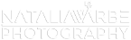 Logo: Natalia Morbe Photography en letras blancas sobre fondo negro.