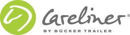Logo von Careliner by Bücker Trailer, grüner Kreis mit Pferdekopf und grauer Schriftzug.